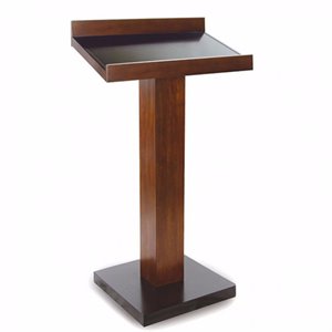 wooden bookstand with pedestal support and block base in espresso brown