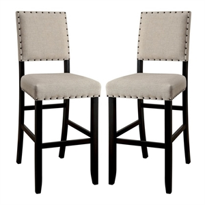 sania ii rustic counter height chair in antique black finish with set of 2