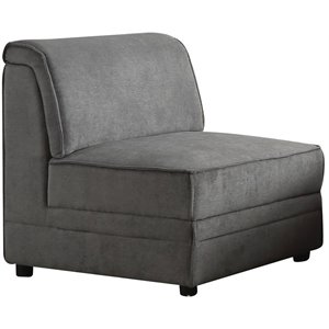 bois armless chair (reversible) in gray velvet