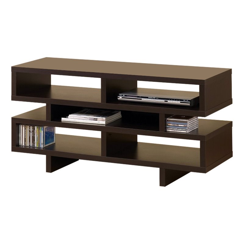 Contemporary TV Console with Open Storage in Brown
