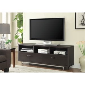 fabulously designed  tv console with chrome legs in brown