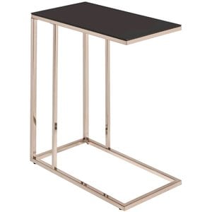 elegant black glass top snack table with chrome legs