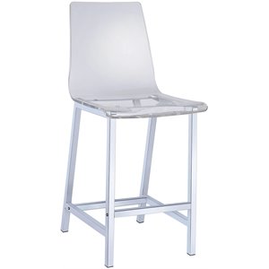 acrylic bar height stool with chrome base in clear and silver with set of 2