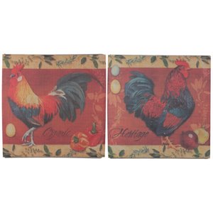 appealing burlap wall decor rooster design in multicolor with set of 2