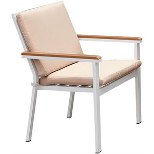 27 inch aluminum frame arm chair- outdoor- cushions- set of 2- white- pink