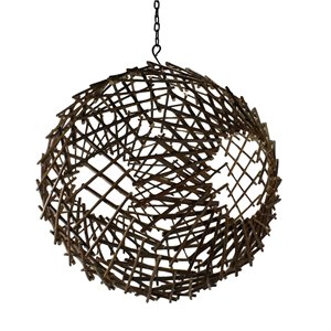contemporary style expandable twig sphere with chain for hanging in brown