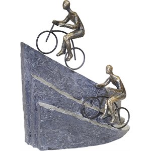 transitional polyresin bike riders mountain figurine in bronze
