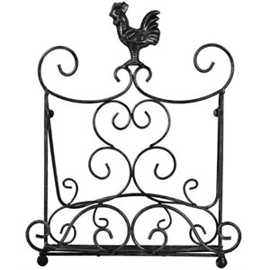 benzara antique metal cook book holder/stand with rooster in bronze