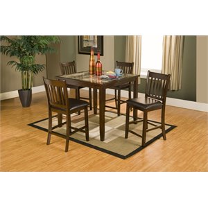 5 piece pub set in rubberwood with faux marble top brown
