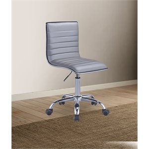 armless leatherette swivel officechair adjustable height&metal base in silver