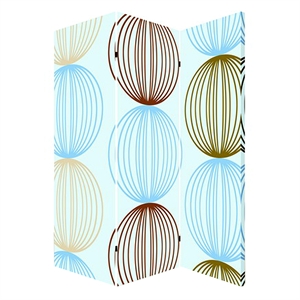 3 panel canvas made foldable screen with sphere print in multicolor