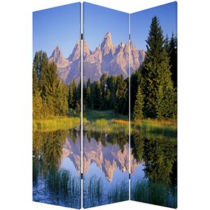 3 panel landscape print foldable canvas screen in multicolor