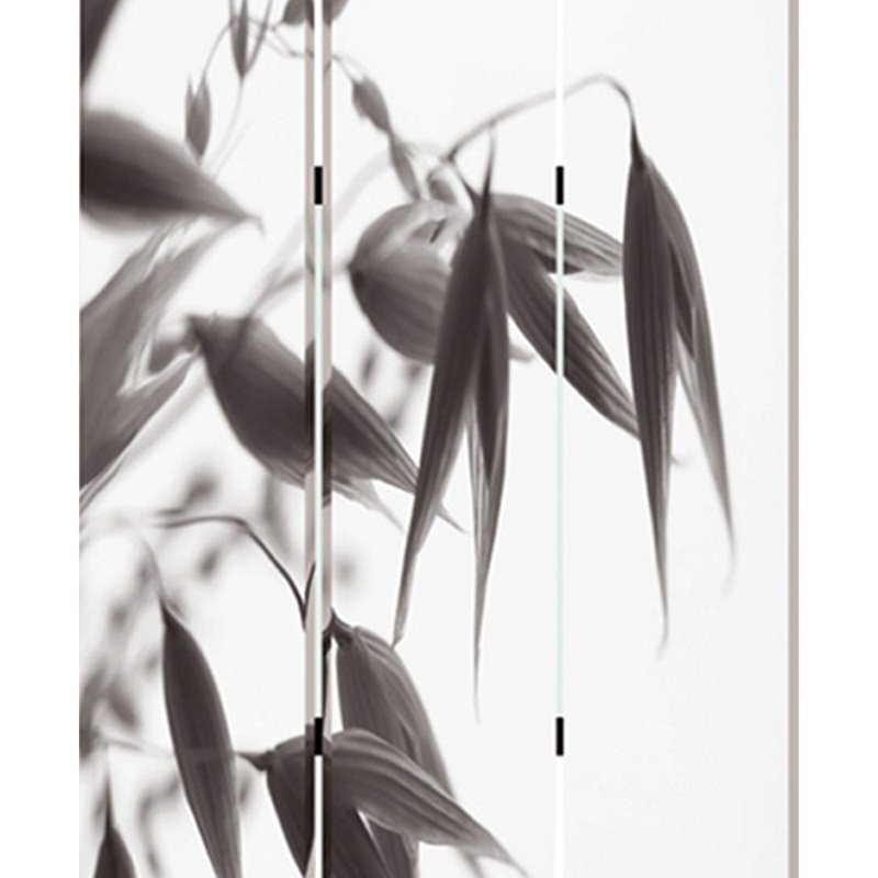 3 Panel Foldable Canvas Screen with Lily Print in Black and White
