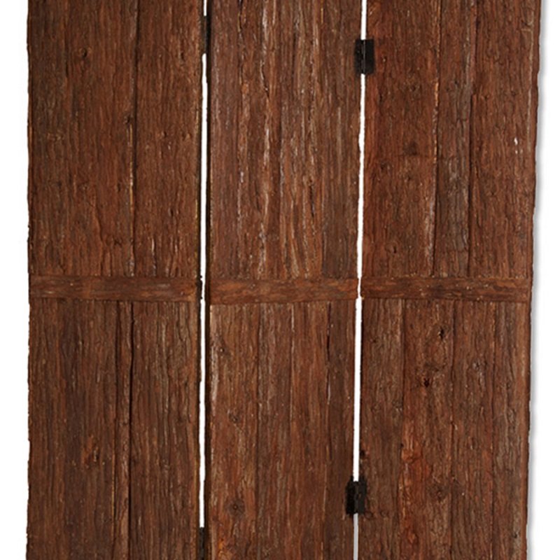 Wooden Foldable 3 Panel Room Divider with Plank Style in Small in Brown