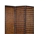 Dual Tone 3 Panel Wooden Foldable Room Divider with Wavy Design in Brown