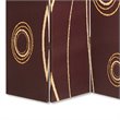 3 Panel Foldable Canvas Room Divider with Circle Design in Brown and Yellow