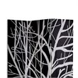 3 Panel Canvas Room Divider with Branch Pattern in Black and White
