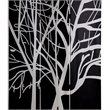 3 Panel Canvas Room Divider with Branch Pattern in Black and White