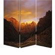Sunset Plateau Print Foldable Canvas Screen with 3 Panels in Multicolor
