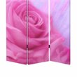 3 Panel Foldable Canvas Screen with Rose Print in Pink