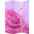 3 Panel Foldable Canvas Screen with Rose Print in Pink