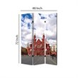 Russian Tower Print Foldable Canvas Screen with 3 Panels in Multicolor