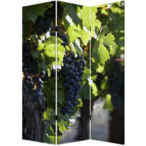 grape vine print foldable canvas screen with 3 panels in multicolor
