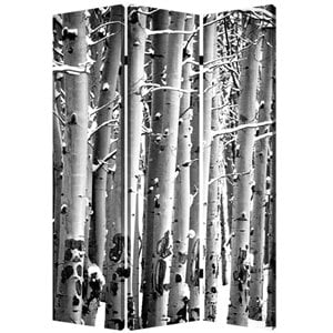 3 panel canvas foldable screen with birch print in black and white