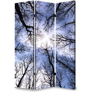3 panel foldable canvas screen with tree print in black