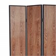 3 Panel Foldable Wooden Screen with Grain Details in Brown