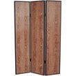 3 Panel Foldable Wooden Screen with Grain Details in Brown