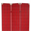 Transitional 3 Panel Wooden Screen with Nailhead Trim in Red