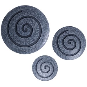 round sandstone and glass wall decor with spiral design in small in gray