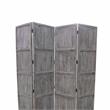Traditional Foldable Weathered Wooden Screen with 3 Panels in Gray