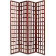 Wooden 4 Panel Foldable Window Pane Screen with Grid Design in Brown