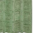 Wooden 4 Panel Foldable Floor Screen with Textured Panels in Green