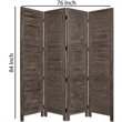 Wooden 4 Panel Foldable Floor Screen with Textured Panels in Gray