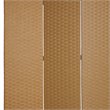 Wooden Foldable 3 Panel Room Divider with Streamline Design in Light Brown