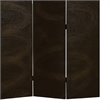 Foldable 3 Panel Canvas Room Divider with Swirl Details in Dark Brown