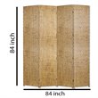 4 Panel Foldable Room Divider with Patterned Wood Panelling in Gold