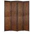 Dual Tone 4 Panel Wooden Foldable Room Divider with Wavy Design in Brown