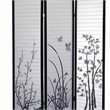 Naturistic Print Wood and Paper 3 Panel Room Divider in White and Black
