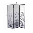 Naturistic Print Wood and Paper 3 Panel Room Divider in White and Black