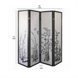 Naturistic Print Wood and Paper 4 Panel Room Divider in White and Black