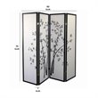 Wood and Paper 4 Panel Room Divider with Bamboo Print in White and Black