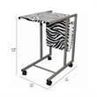 Fabric and Metal Laptop Cart with Animal Print in White and Black