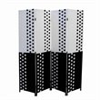 Paper Straw 4 Panel Screen with 2 Inch Wooden Legs in White and Black