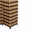 Wood and Paper Straw Weave 4 Panel Screen with 2 Inch Legs in Brown