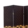 Paper Straw Weave and Wood 4 Panel Screen in Brown and Yellow