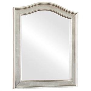 36 inch wooden frame arched vanity mirror in silver